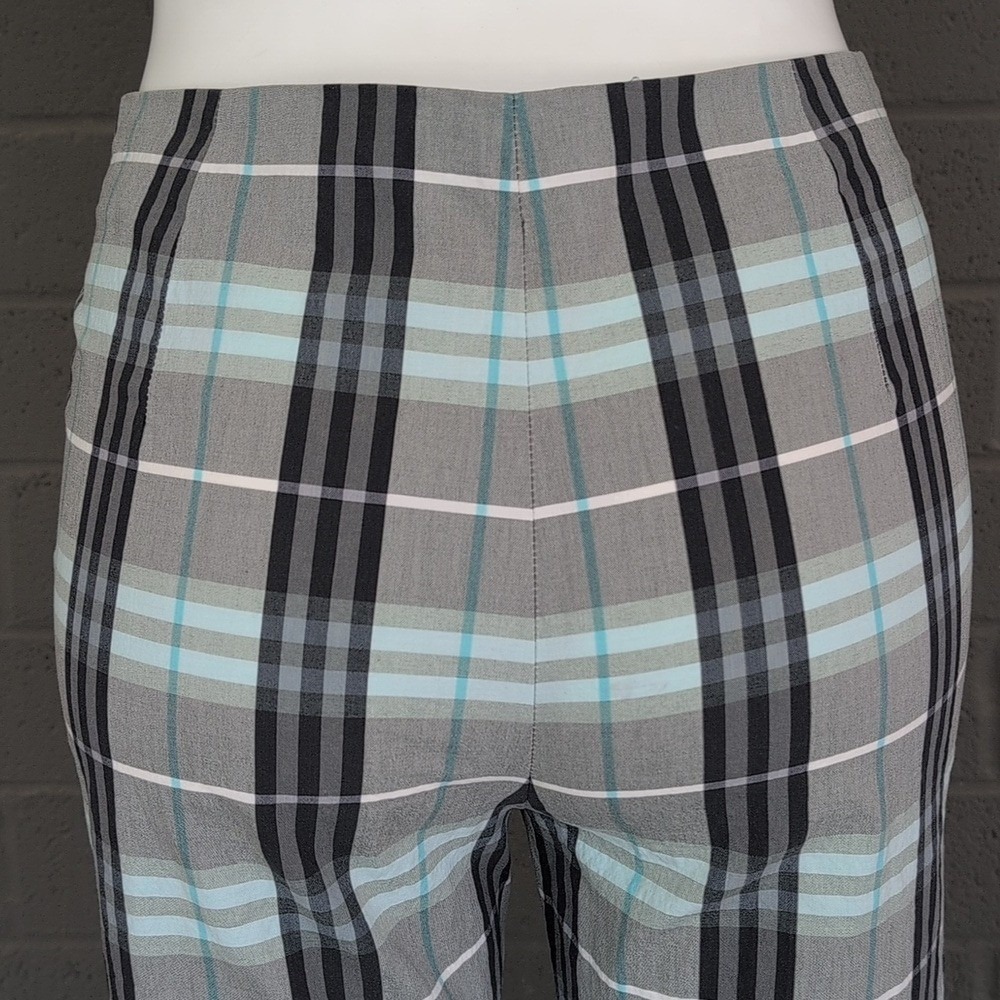 Burberry London Blue/Gray/Black Nova Check‎ Plaid Cotton Pants Size 6 - Picture 8 of 13